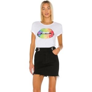 Chaser White Rainbow Lips Tee - XS